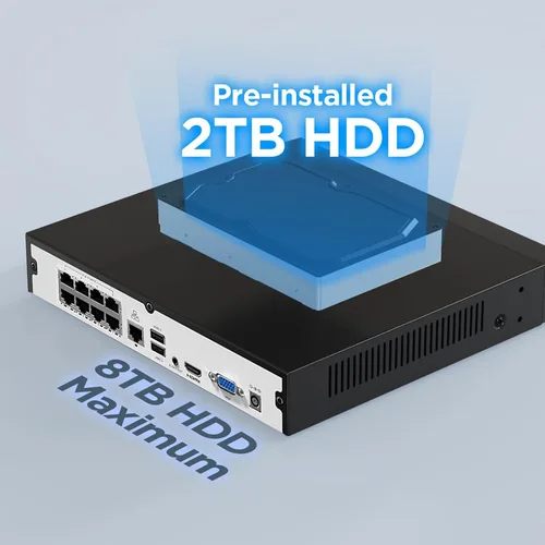 Miniatura 6 de Sistema de cámaras de seguridad PoE 4K, 8X 8MP Cámaras IP PoE al aire libre con cable para vigilancia en el hogar con detección AI de humanos y Negro
