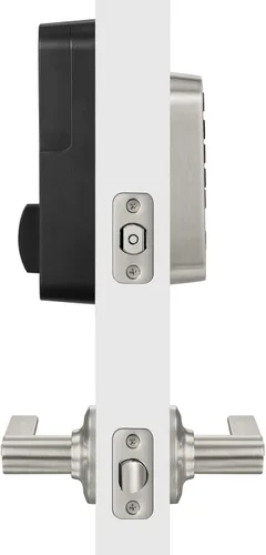 Miniatura 2 de Cerradura Yale de níquel satinado con teclado de código y cerrojo de seguridad para puerta delantera de entrada sin llave, YED210-NR-619