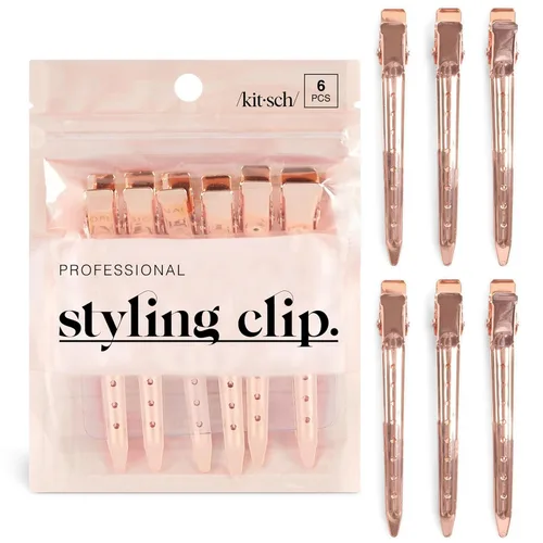 Miniatura 9 de Kitsch Pinzas de cocodrilo profesionales para peinar el cabello, clips de aluminio de 3.5 pulgadas para aplicaciones de salón y maquillaje, ligeros