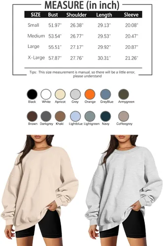 Miniatura 5 de EFAN Sudaderas de gran tamaño para mujer, sudaderas con capucha de forro polar con cuello redondo, suéteres casuales y cómodos de moda de otoño 2024