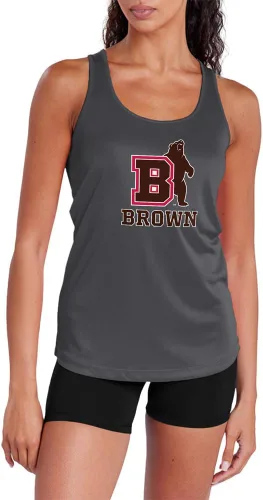 Miniatura 121 de Camiseta deportiva sin mangas oficial de la NCAA Collegiate para mujer, con espalda cruzada, logotipo primario, colección carbón