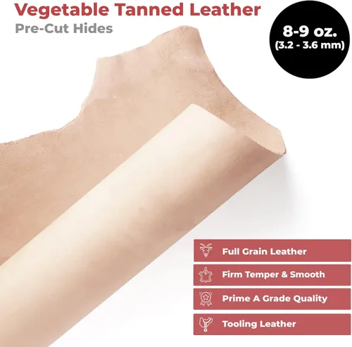 Miniatura 4 de European Leather Works Curtido vegetal 8-9 oz (0.126-0.142 in) Tamaño 2.5-4 pies cuadrados Cuero de vaca importado de grano completo de un solo