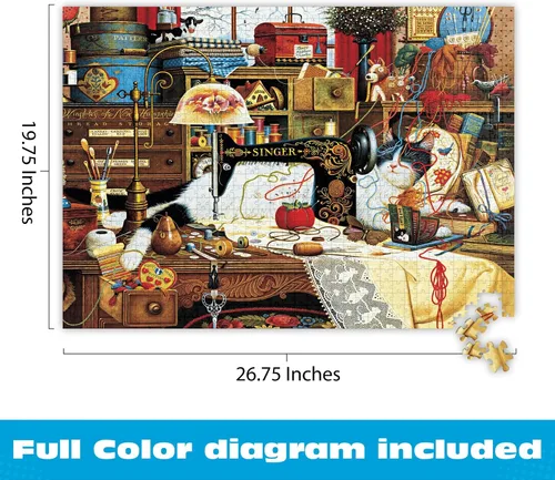 Miniatura 3 de Buffalo Games - 1000 piezas de rompecabezas plateadas seleccionadas Maggie the Messmaker Charles Wysocki, caja de papel de aluminio de regalo