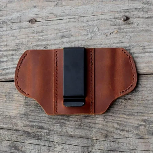 Miniatura 6 de Funda de cuero para cinturón deslizante, funda de pistola de cuero genuino para OWB IWB IWB Funda universal para pistola para zurdos y diestros