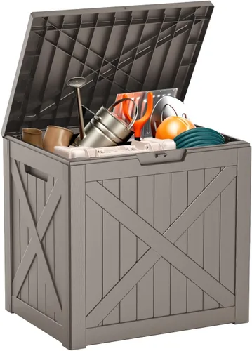 Miniatura 11 de ROJIK - Caja de almacenamiento para exteriores, impermeable, para patio y piscina, herramientas de jardín y cojines, banco con tapa con cerradura
