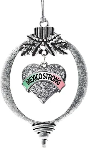 Miniatura 70 de Inspired Silver - Red Merry - Adorno de Navidad plateado - Adorno de árbol de Navidad con dije de corazón con circonita cúbica - Decoración colgante
