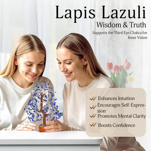 Miniatura 3 de YATSKIA Cristal de lapislázuli, árbol de cristal, decoración de Feng Shui, árbol de la vida, accesorios de meditación, decoraciones de escritorio