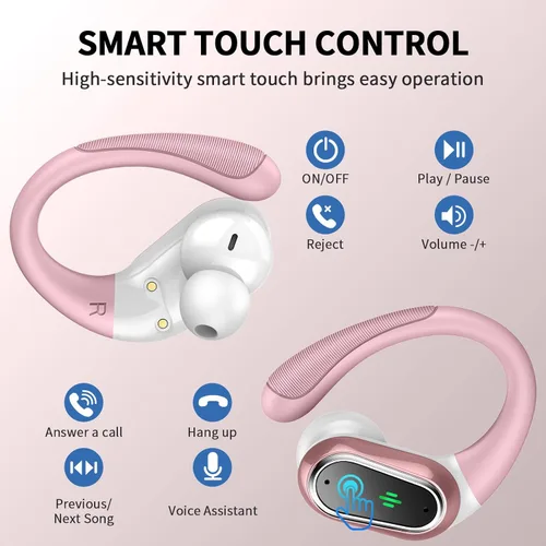 Miniatura 5 de Auriculares inalámbricos, auriculares Bluetooth 5.4 2026 deportivos, 50 horas estéreo de alta fidelidad con graves profundos con micrófono ENC