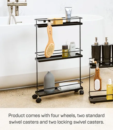Miniatura 4 de Yamazaki – Carrito de almacenamiento con ruedas para la cocina, estante organizador portátil