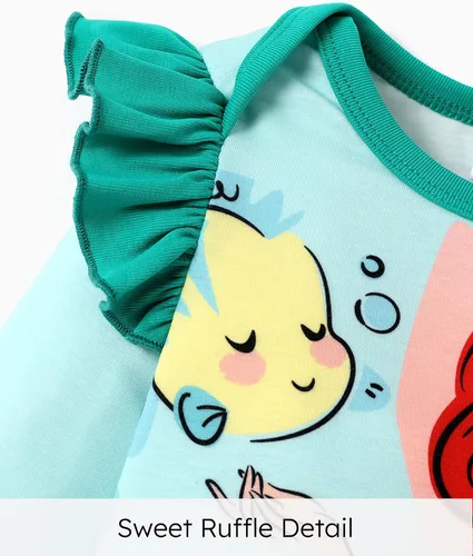 Miniatura 4 de Disney Stitch Princess Cenicienta Ariel Minnie Winnie Baby Girls - Mameluco de manga larga con volantes para recién nacidos y niños pequeños