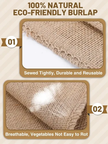 Miniatura 2 de ANPHSIN 4 bolsas transpirables de arpillera natural, 14 x 20 pulgadas, reutilizables, gruesas, yute, papa, cebolla, almacenamiento de alimentos
