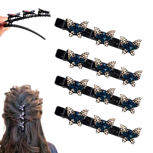 Miniatura 28 de Pinzas para el cabello trenzadas con piedra de cristal brillante para mujeres y niñas, pinzas para el cabello con diamantes de imitación 2025