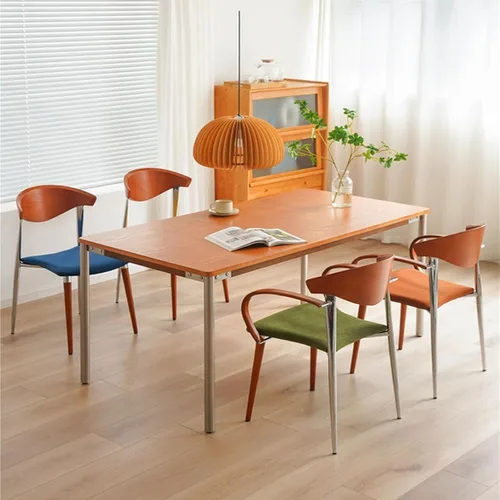Miniatura 7 de sillas de comedor Wooden Dining Chairs, Mid-Century Modern Kitchen Chair with Curved Backrest and Metal Legs, Living Room Modern Kitchen(Blue)
