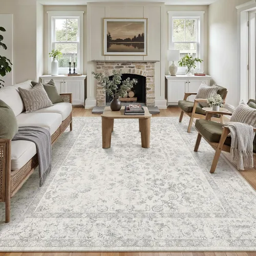 Miniatura 148 de PureCozy Alfombra de área beige de 2 x 3 pulgadas, lavable, vintage, pequeña, para entrada, cocina, suave, retro, floral, de pelo bajo, tapete