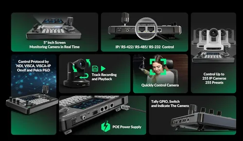 Miniatura 7 de Kits de cámara PTZ NDI 20X - 2 piezas de cámara NDI de seguimiento automático AI 20X con 1 pieza de controlador de joystick IP incluido