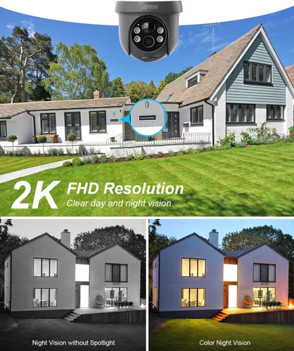 Miniatura 5 de ANRAN - Cámara de seguridad inalámbrica para exteriores con visión de 360°, cámara solar para exteriores con sirena inteligente, focos, visión Gris