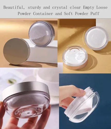 Miniatura 2 de Powder Puff Recipiente de maquillaje vacío reutilizable con tamiz de red elástica para fijar polvo, polvo facial, viajes y uso diario