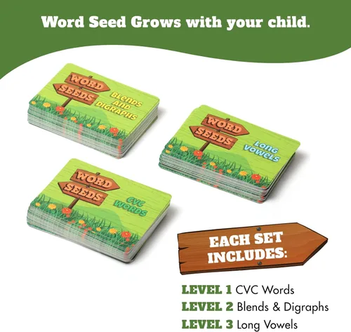 Miniatura 5 de Word Seeds Juego de fonética – Divertidos juegos de lectura y de mesa para niños de 4 a 8 años, aprende a leer, juegos CVC y de jardín de infantes