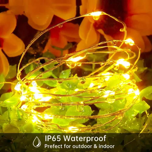 Miniatura 4 de Yiaht Paquete de 12 Luces de Hadas LED a Pilas con Temporizador, Luces de Cadena Impermeables de Alambre Plateado de 14 Pies, 40 LED Centelleantes