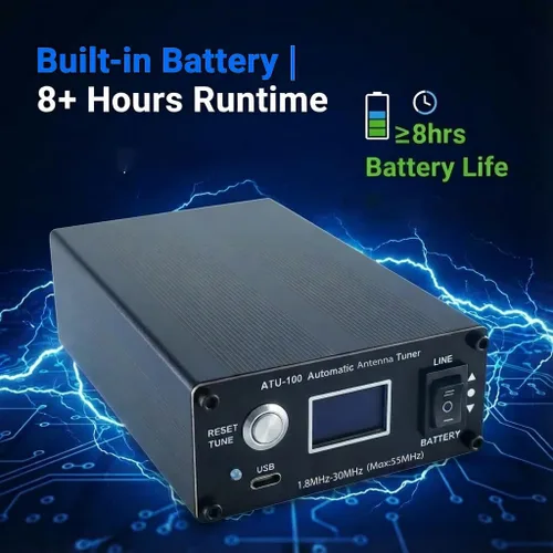 Miniatura 4 de V3.2 ATU-100 EXT - Sintonizador automático de antena para radioaficionado, 1.8-55 MHz, sintonizador SWR bajo, diseño compacto, funciona con equipos