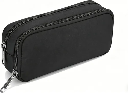 Della Gao Pencil Case, Large Pencil Pouch Nylon Pencil Box for Office Stationery Organizer, Multifunctional Pencil Bag for Men Women Gris WJ001-3