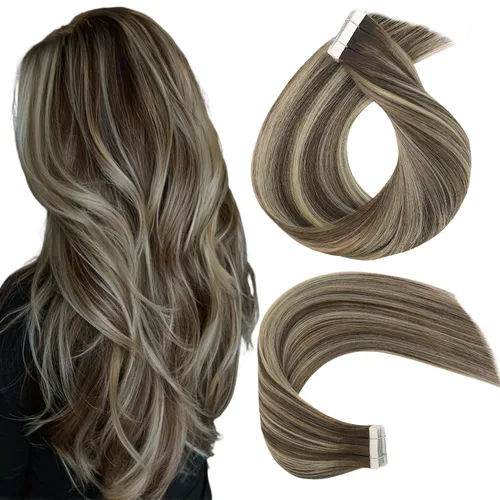 Miniatura 43 de ABH AMAZINGBEAUTY HAIR Extensiones de cinta de cabello humano Remy real, Remi, extensiones de cabello negro con pegamento en trama de piel