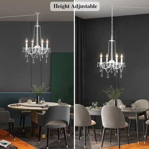 Miniatura 2 de ETONIMERR Lámpara de araña pequeña de cristal con enchufe Iluminación 4 luces Lámpara de araña moderna de cristal con cable de enchufe de 5.2 metros