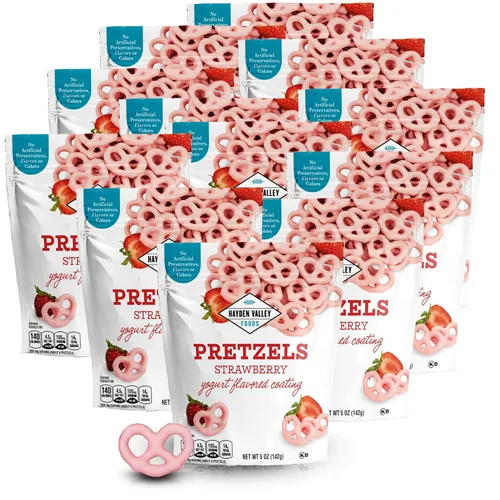 Miniatura 27 de Hayden Valley Foods Pretzels cubiertos con sabor a yogur de arándanos Bolsas de 5 onzas (paquete de 3) Sin sabores artificiales, conservantes