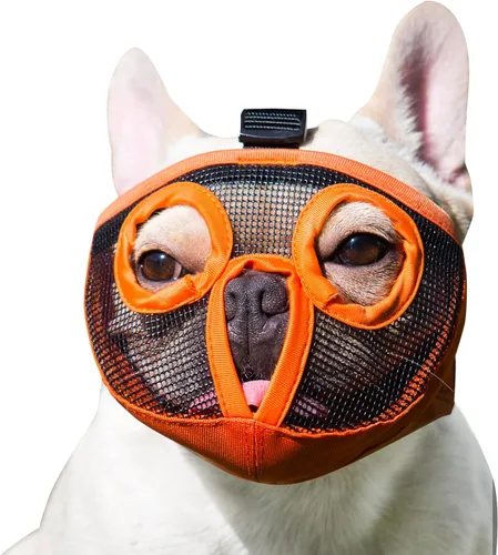 Miniatura 13 de Bozal para perro de hocico corto - Bozal ajustable de malla transpirable para bulldog para morder, masticar, lamer, aseo, mascarilla para perros