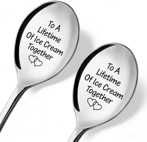 Miniatura 15 de Pala de helado para esposo y esposa – Juego de 2 cucharas para él y ella, ideas para parejas, aniversario, cumpleaños, día de San Valentín, cuchara