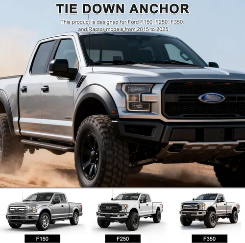 Miniatura 9 de Truck Bed Tie Down Anchor for Ford F150 2015‑2025 (Lightning/Raptor) Solid Forged Steel F250 F350 F550 2015‑2025, 5500LBS Heavy Duty, for