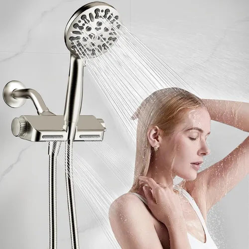 Miniatura 7 de Cabezal de ducha filtrado con combo de mano, cabezal de ducha con filtro de agua dura con 9 modos de ducha, cabezales de ducha dobles de alta Níquel
