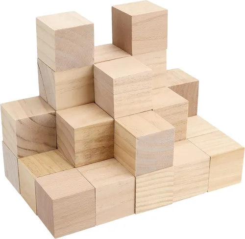 Miniatura 10 de 60 bloques de madera sin terminar de 2 x 2 x 2 pulgadas, bloques de madera maciza natural cuadrados cubos de madera para decoración de pintura