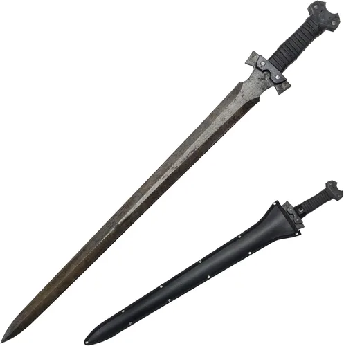 SV Espada de corte artesanal hecha a mano de manganeso y acero, de tang completo, para exteriores, caza, camping, senderismo, supervivencia, con