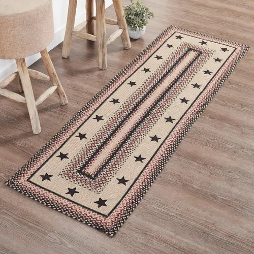 Miniatura 8 de VHC Brands Colonial Star - Alfombra decorativa, mezcla de yute, medio círculo, estrella roja y negra, 16.5 x 33 pulgadas