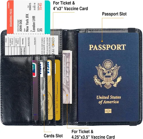 Miniatura 3 de Funda para pasaporte de alta calidad para viajes, con bloqueo RFID, delgada, duradera y apta para viajes, cartera para pasaporte mantiene tus