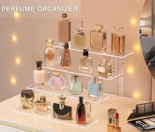 Miniatura 2 de Kcrystenia Perfume Organizer Stand, 4 Tier Display Riser Shelf Compatible with Funko POPs Amiibo Nendoroids, Clear Acrylic Risers Display Stand