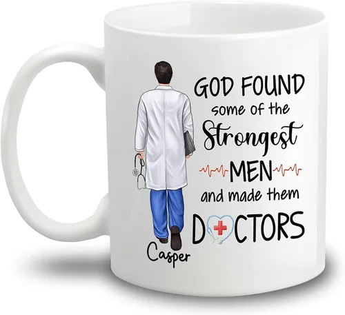 Miniatura 16 de Taza de café con nombre personalizado para médicos, taza de café personalizada para médicos, regalo para hombres, hombres, doctores, estetoscopio