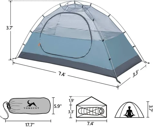 Miniatura 5 de MC TOMOUNT - Tienda de campaña para mochileros para 1-2 personas, impermeable, ligera, de doble capa, poste de aluminio independiente para acampar