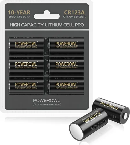 POWEROWL Batería de litio CR123A de 3 V, 6 unidades, 123 baterías de alta capacidad, potencia de larga duración