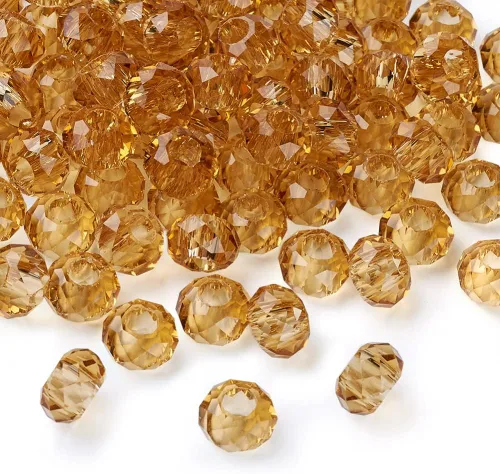 Miniatura 23 de Cheriswelry 90 cuentas europeas de cristal en forma de dona, cuentas transparentes con agujeros grandes, abalorios de cristal de 25/64 pulgadas 9