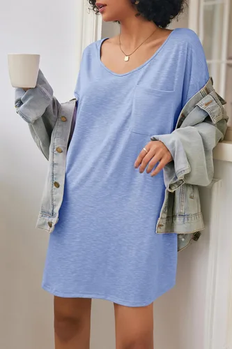 Miniatura 2 de Ekouaer Camisón de algodón con cuello en V para mujer, cómodo y casual para mujer