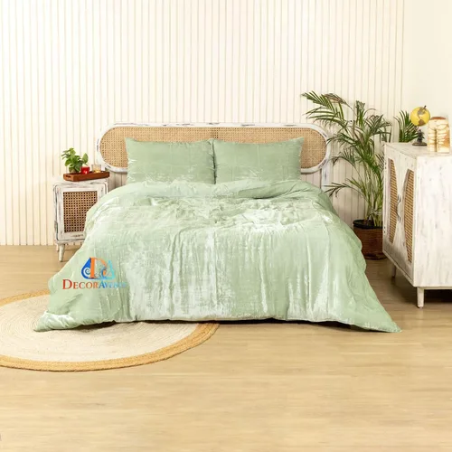 Miniatura 28 de Funda de edredón de terciopelo sólido ultra-luxe, ropa de cama boho UO, funda de colcha Donna, juego de edredón de 3 piezas, juego de cama de Azul