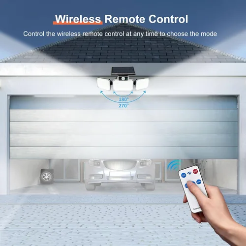 Miniatura 2 de JumJam 280 Reflectores LED Solares de Seguridad, Luces Solares para Exteriores con Sensor de Movimiento, Reflectores con Control Remoto