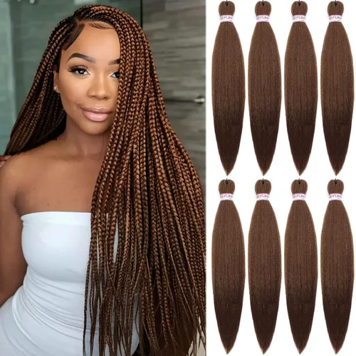 Miniatura 22 de BEFUNNY Cabello para Trenzar, Cabello para Trenzar Pre-Estirado, 24 Pulgadas 8 Paquetes Cabello Preestirado Ombré para Trenzas de Caja de Crochet