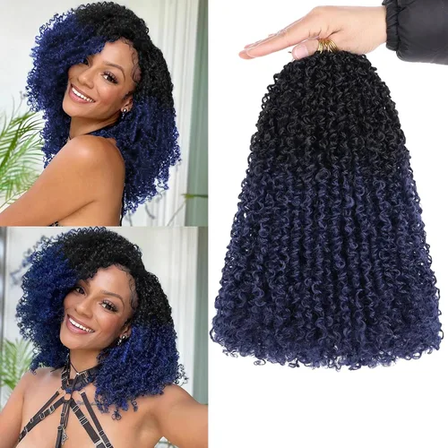 Miniatura 46 de Unionbeauty - Paquete de 8 trenzas de ganchillo Yanky Twist de 6 pulgadas, 8 paquetes, color negro natural, micro Passion Twist, extensiones