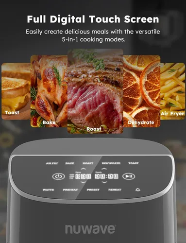 Miniatura 6 de Nuwave Brio Plus - Freidora de aire de 8 cuartos, sin PFAS, nueva y mejorada, pantalla táctil digital, pantalla blanca fría, 50°F~400°F en Gris