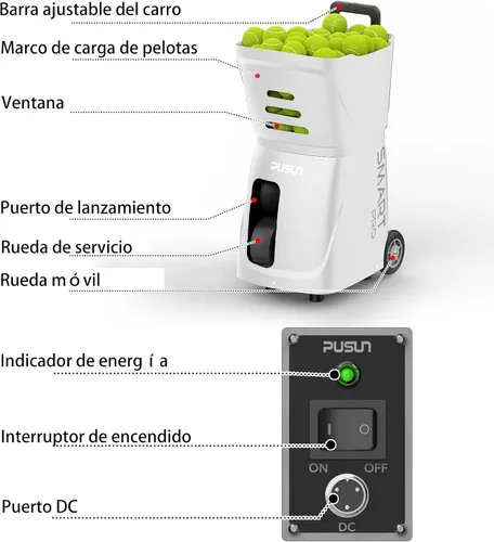 Miniatura 7 de PT-SMARTPro - Máquina de pelotas de tenis, servidor profesional de bolas automático con aplicación para control de Apple Watch, 20 puntos de Blanco