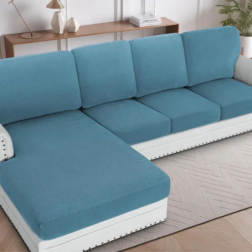 Miniatura 23 de H.VERSAILTEX Fundas para sofá seccional, 4 piezas, fundas de cojín de asiento de sofá en forma de L, fundas de cojín separadas para chaise longue