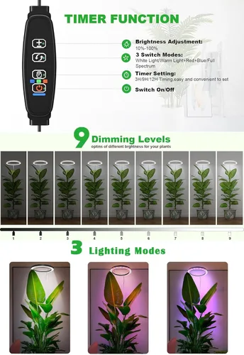 Miniatura 4 de Luces de cultivo de 10 pulgadas para plantas de interior de espectro completo, 160 luces LED grandes para plantas de interior, lámpara de cultivo